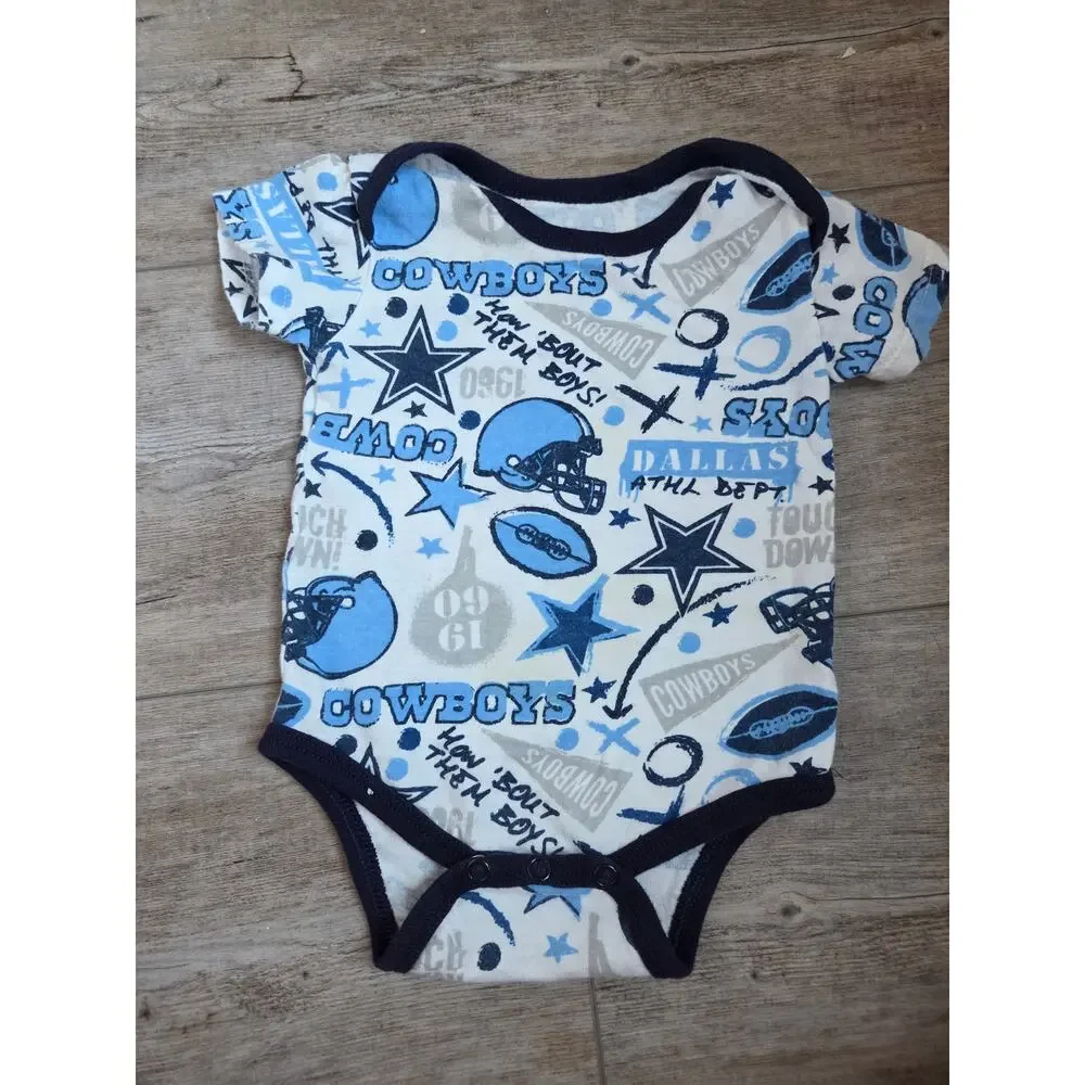 Dallas Cowboys Baby Bodysuits 6M Lot 2 Pack Infant Short Sleeve Creeper NFL